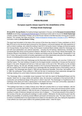 PRESS RELEASE European Experts Release Report for the Rehabilitation