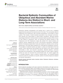 Bacterial Epibiotic Communities of Ubiquitous and Abundant Marine Diatoms Are Distinct in Short- and Long-Term Associations