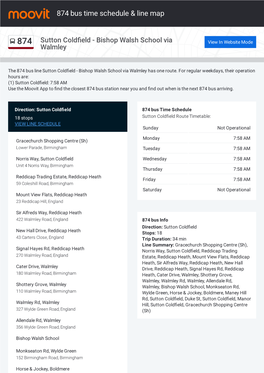 874 Bus Time Schedule & Line Map