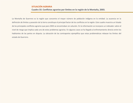 Conflictos Agrarios Por Límites En La Región De La Montaña, 2003