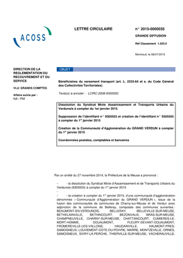 LETTRE CIRCULAIRE N° 20150000035