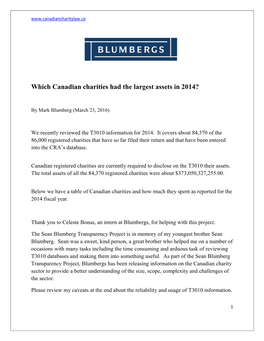 Which Canadian Charities Had the Largest Assets in 2014?