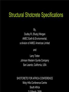 Structural Shotcrete Specifications