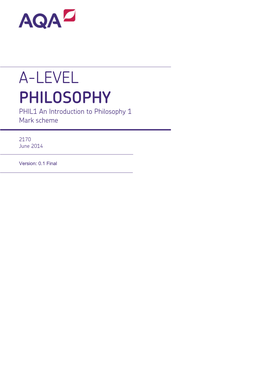 A-Level Philosophy Mark Scheme Unit 01