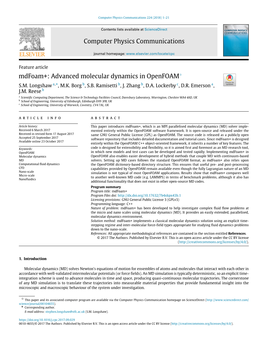 Advanced Molecular Dynamics in Openfoam✩ S.M