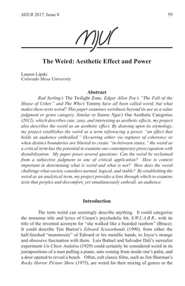 The Weird: Aesthetic Effect and Power