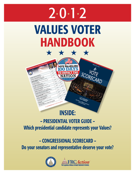Values Voter Handbook H H H H