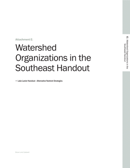 Watershed Organizations in the Southeast Handout Watershed Organizations in the Southeast Handout