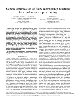 Genetic Optimization of Fuzzy Membership Functions for Cloud Resource Provisioning