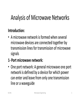 Analysis of Microwave Networks