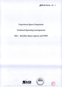INPE) MCTI Çp ' Acordo Operação Técnica COPERNICUS Entre ESA,AEB E INPE (0026237) SEI 01350.001611/2018-03 / Pg