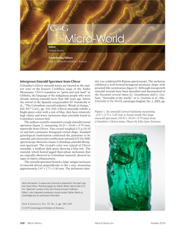 Intergrown Emerald Specimen from Chivor Tity Was Confirmed by Raman Spectroscopy
