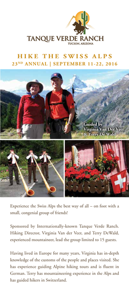 Hike the Swiss Alps 23Nd Annual | September 11-22, 2016
