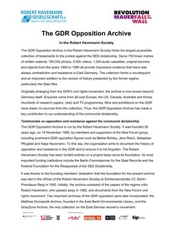 The GDR Opposition Archive