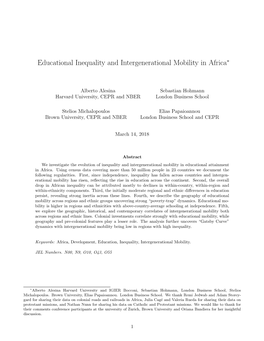 Educational Inequality and Intergenerational Mobility in Africa∗