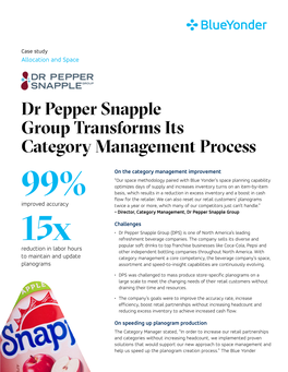 Dr Pepper Snapple Group Transforms Its Category Management Process