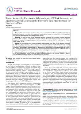 Semen Arousal: Its Prevalence, Relationship to HIV Risk Practices