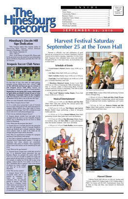 Harvest Festival Saturday September 25 at the Town Hall