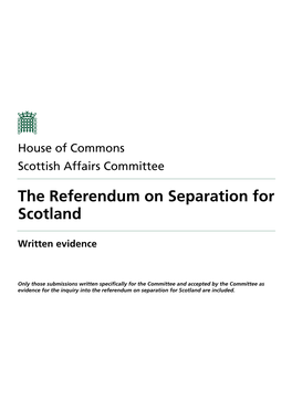 The Referendum on Separation for Scotland
