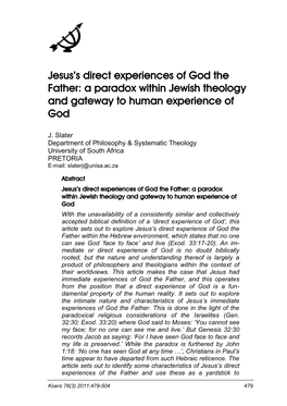 Jesus's Direct Experiences of God the Father