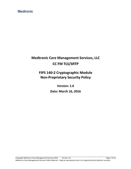 Medtronic Care Management Services, LLC CC FM TLS/SRTP FIPS 140