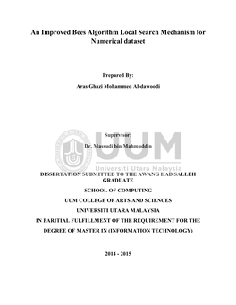 An Improved Bees Algorithm Local Search Mechanism for Numerical Dataset