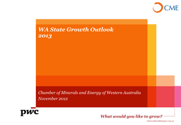 WA State Growth Outlook 2013