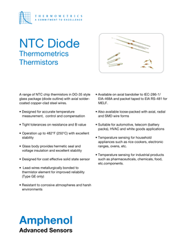 Thermometrics NTC Diode Thermistors