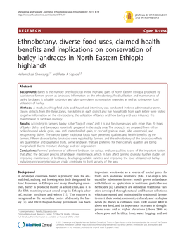 Ethnobotany, Diverse Food Uses, Claimed Health Benefits And