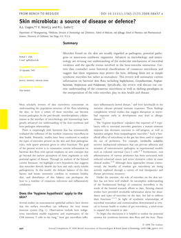 Skin Microbiota: a Source of Disease Or Defence? A.L