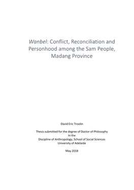 Wanbel: Conflict, Reconciliation and Personhood Among the Sam People, Madang Province