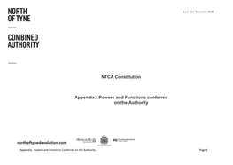 NTCA Constitution Appendix: Powers and Functions Conferred on The