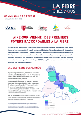 AIXE SUR VIENNE : Des Premiers Foyers Raccordables À La Fibre