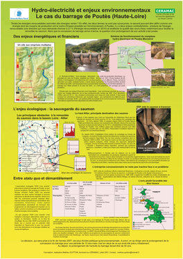 Hydro-Électricité Et Enjeux Environnementaux CERAMAC Centre D’Etudes Et De Recherches Appliquées Le Cas Du Barrage De Poutès (Haute-Loire) Au Massif Central