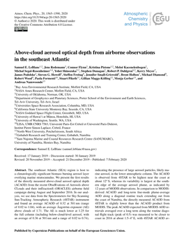 Above-Cloud Aerosol Optical Depth from Airborne Observations in the Southeast Atlantic