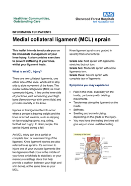 Medial Collateral Ligament (MCL) Sprain