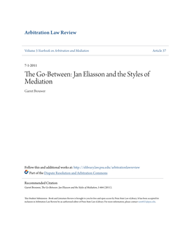 Jan Eliasson and the Styles of Mediation Garret Brouwer
