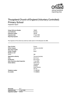 Thurgoland Church of England (Voluntary Controlled) Primary School Inspection Report