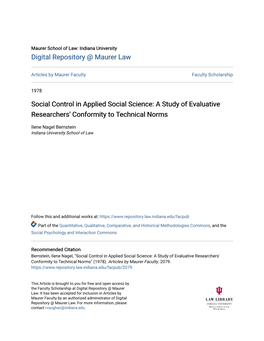 Social Control in Applied Social Science: a Study of Evaluative Researchers' Conformity to Technical Norms