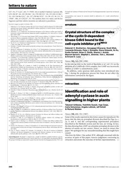 Identi®Cation and Role of Adenylyl Cyclase in Auxin Signalling in Higher