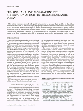 Seasonal and Spatial Variations in the Attenuation of Light in the North Atlantic Ocean