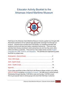 Educator Activity Booklet to the Arkansas Inland Maritime Museum