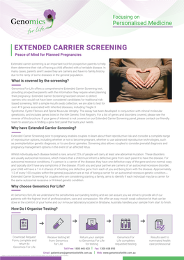 EXTENDED CARRIER SCREENING Peace of Mind for Planned Pregnancies