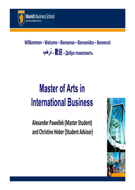 Master of Arts in International Business