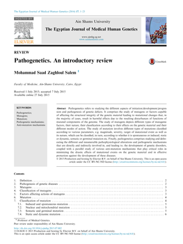 Pathogenetics. an Introductory Review