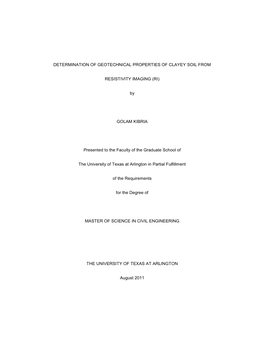 Determination of Geotechnical Properties of Clayey Soil From