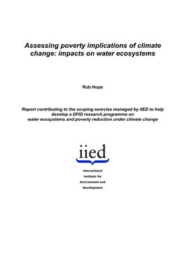 Water Ecosystem Services and Poverty Reduction Under Climate Change: Water Governance Literature Assessment