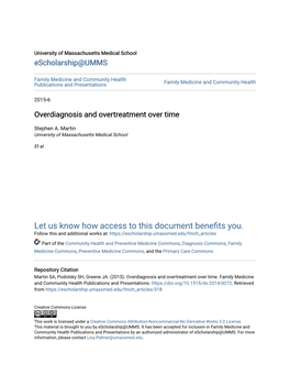 Overdiagnosis and Overtreatment Over Time