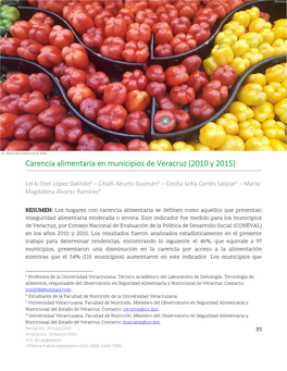 Carencia Alimentaria En Municipios De Veracruz (2010 Y 2015)