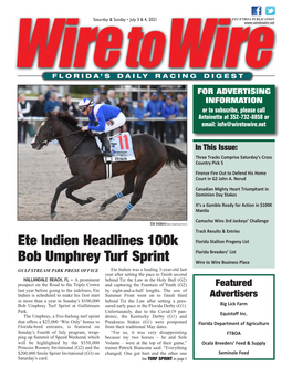 Ete Indien Headlines 100K Bob Umphrey Turf Sprint